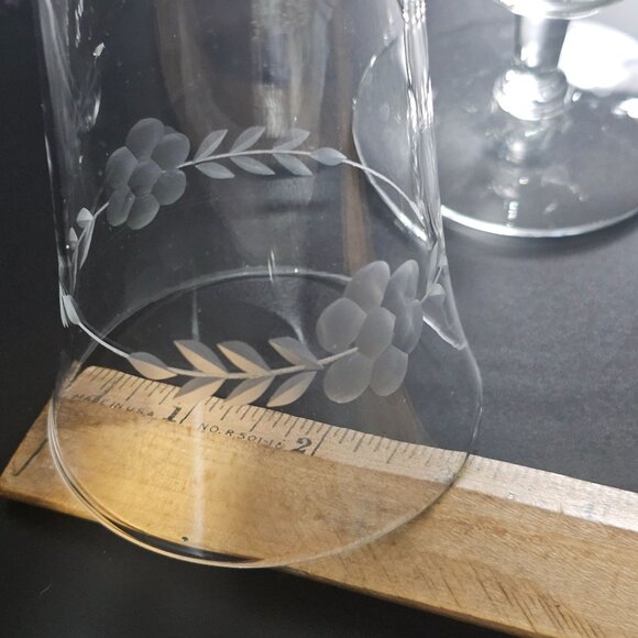 3 Etched Flower Garland Ice Tea Glasses 5.5" Crystal cottagecore romantic - Picture 6 of 6